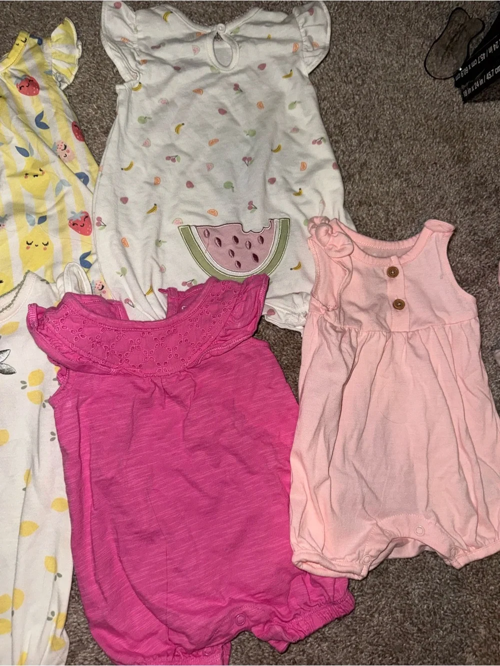 Baby Girls Mixed Summer Rompers - Pink, Yellow, White